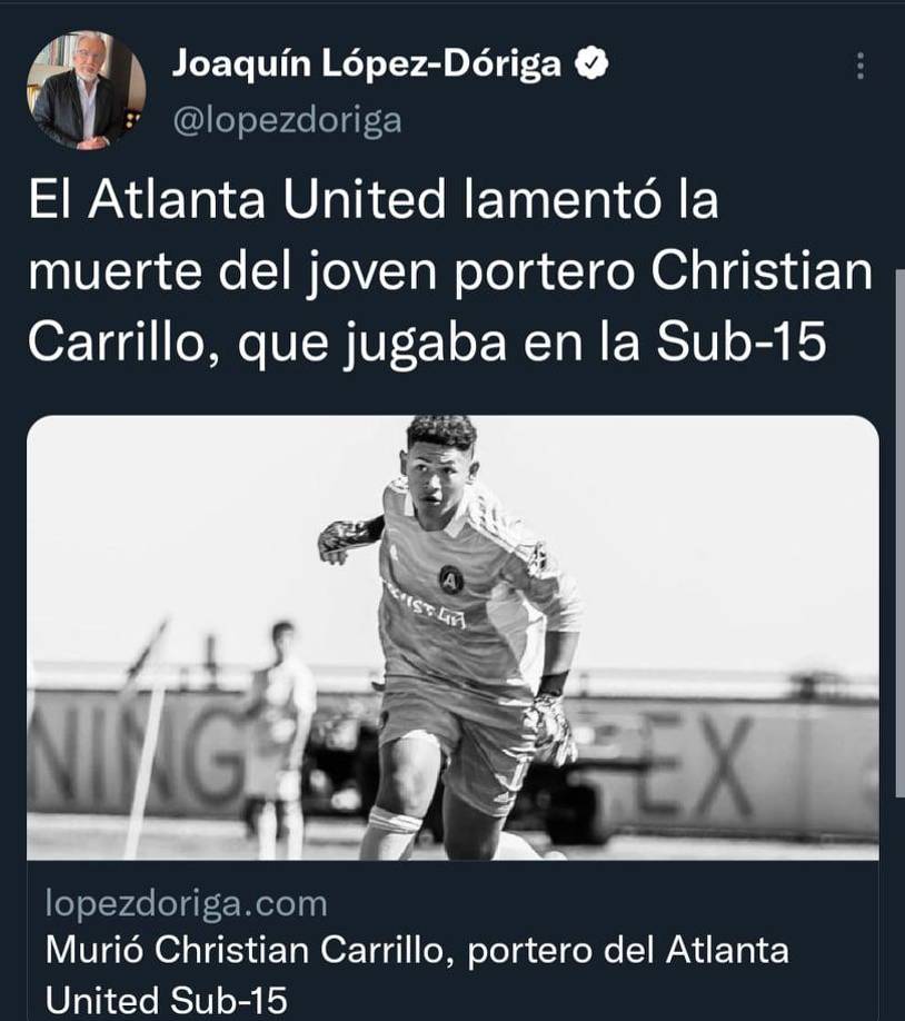 López Dóriga también informó sobre la muerte del arquero catracho de 15 años de edad.