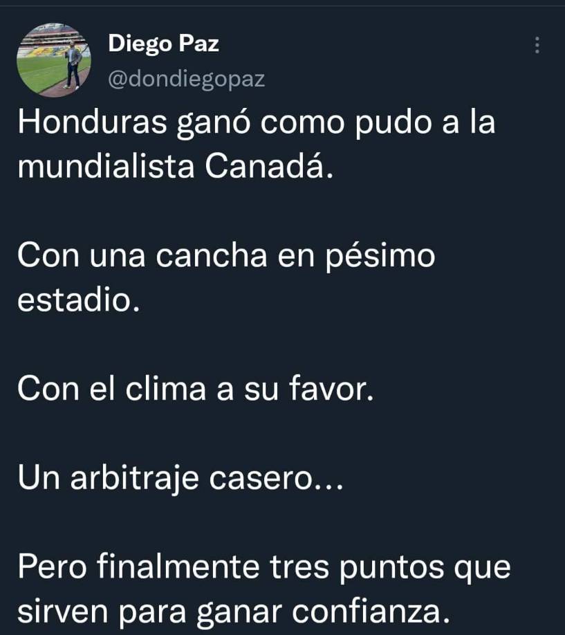 El periodista hondureño Diego Paz labora en TUDN y señaló los factores por los que considera Honduras venció a Canadá.