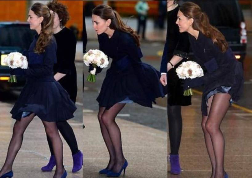 En 2013 volvió a mostrar las piernas cuando el viento levantó su falda azul de Orla Kiely durante una visita a la organización benéfica Place2Be en Canary Wharf, donde acompañó a su esposo, el príncipe William.