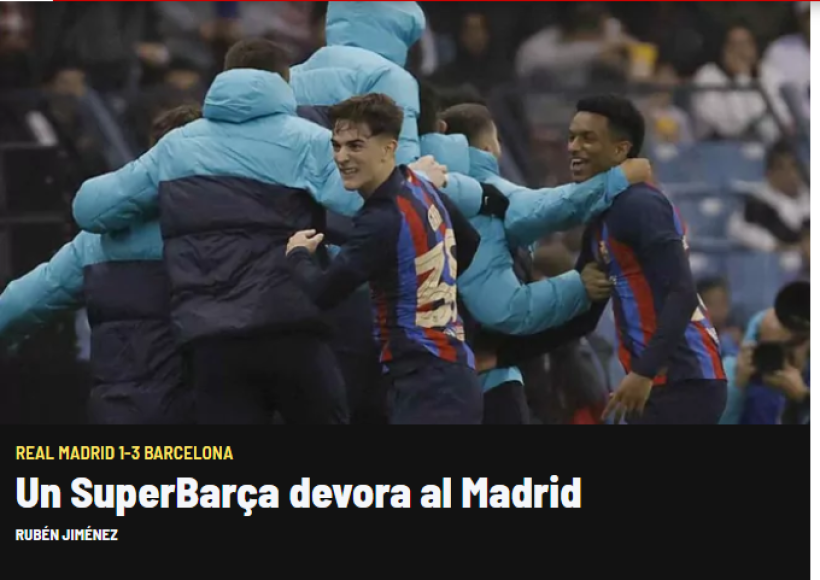 Diario Marca de España: Un SuperBarça devora al Madrid”