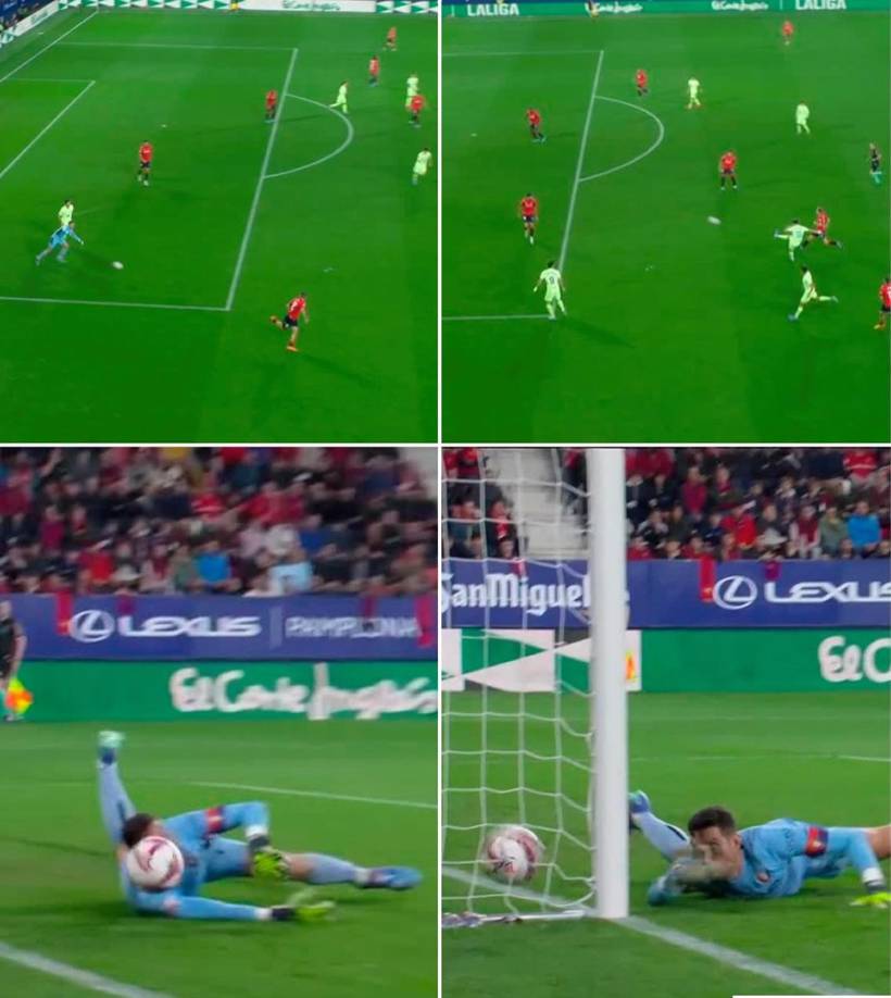 El portero del Osasuna, Sergio Herrera, cometió un grave error, se precipitó en la salida, regaló el balón y Pau Víctor marcó el gol del descuento del Barcelona.