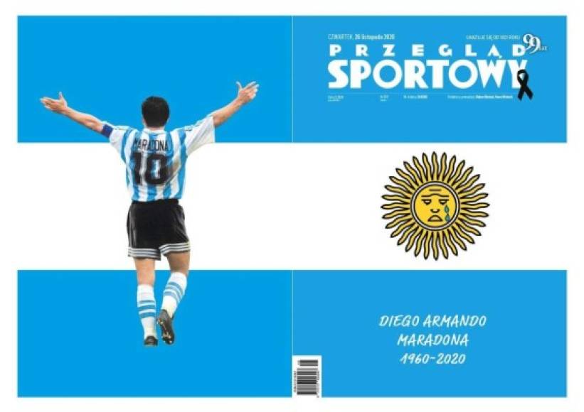 La original portada del diario polaco Przeglad Sportowy sobre la muerte de Maradona.