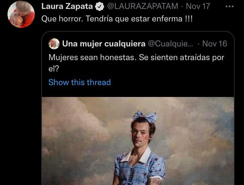La actriz Laura Zapata ha causado polémica por sus palabras sobre Harry Styles.