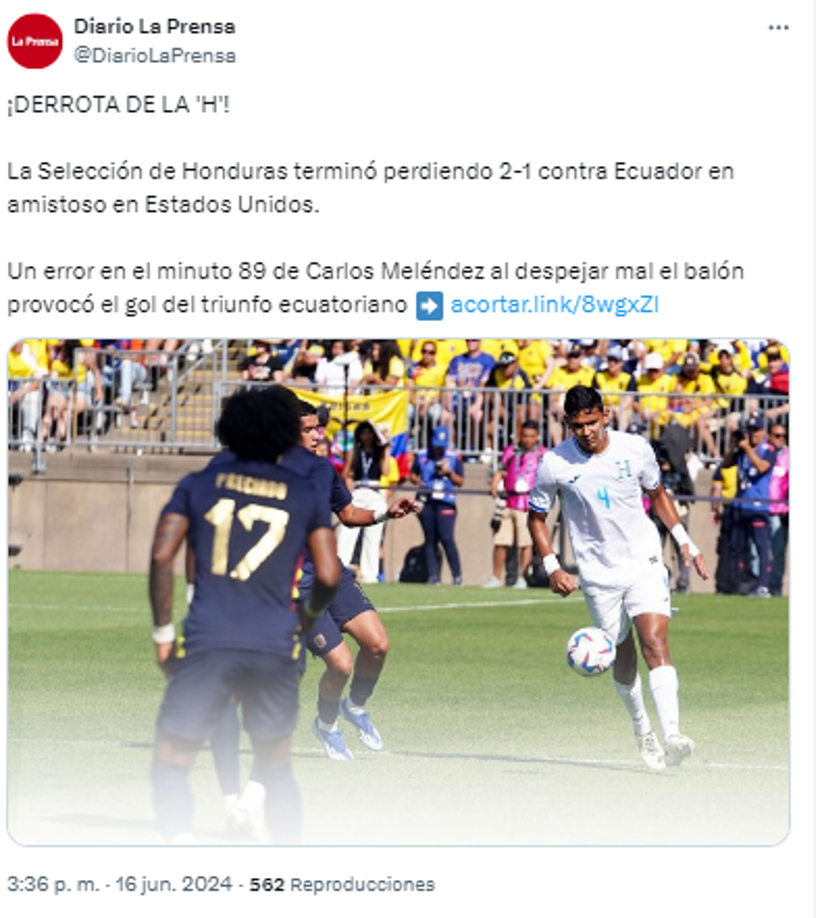 “Un error en el minuto 89 de Carlos Meléndez al despejar mal el balón provocó el gol del triunfo ecuatoriano” 