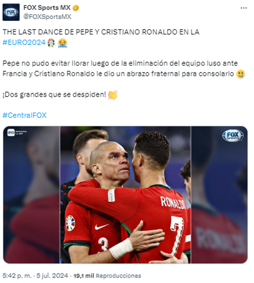 ”The last dance de Pepe y Cristiano en la Euro” , FOX Sports.