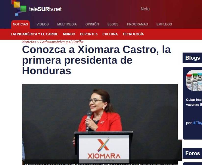 Medios internacionales destacan toma de posesión de Xiomara Castro en Honduras