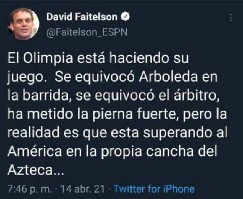 Faitelson no se guardó nada y señaló que Olimpia superó al América en el Azteca.
