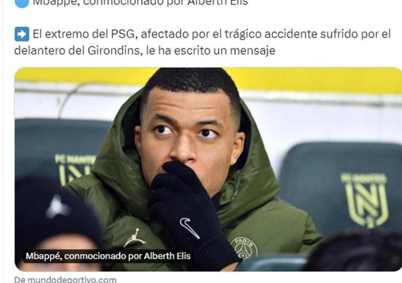 Mbappé se unió a las muestras de apoyo para el hondureño Alberth Elis.