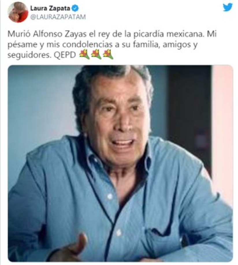 La actriz Laura Zapata también lamentó la muerte del famoso comediante mexicano.