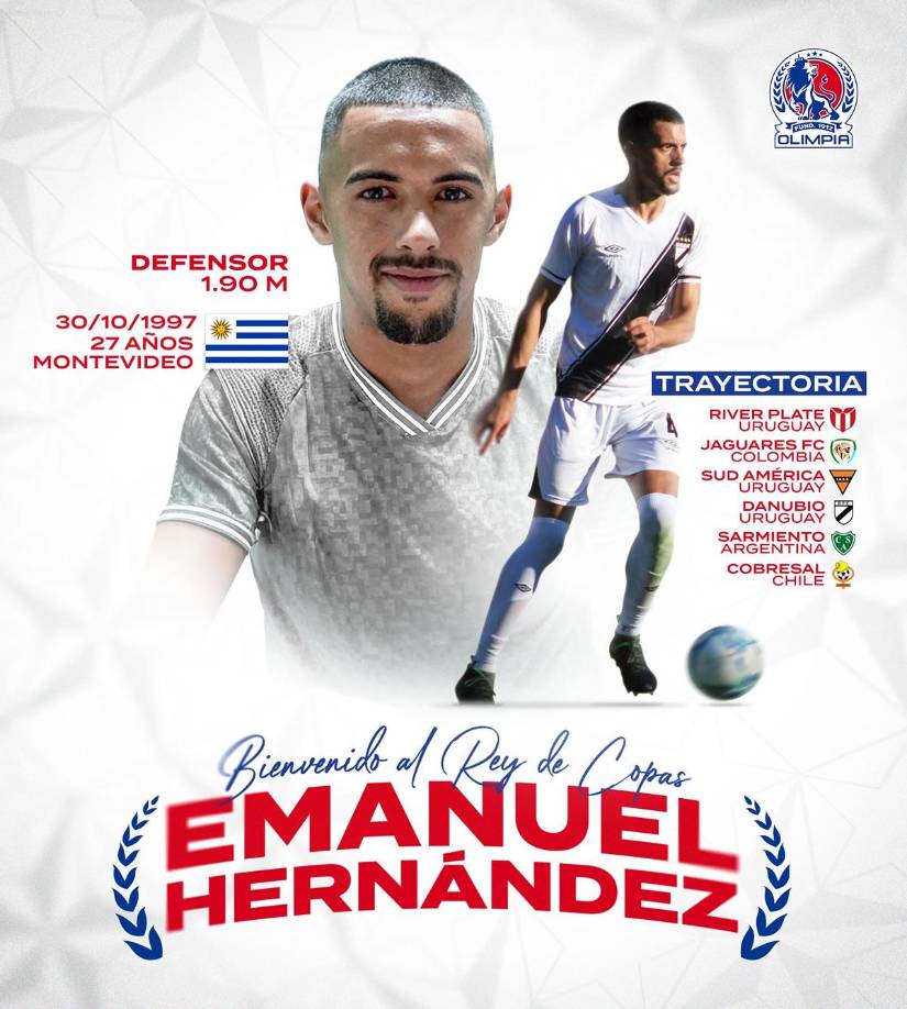 Olimpia sorprendió al anunciar el fichaje del defensor uruguayo Emanuel Hernández. El charrúa tiene una gran trayectoria por las ligas de Sudamérica.