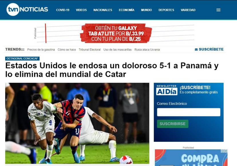 Panamá fue goleada 5- 1 por Estados Unidos y en la penúltima jornada se quedó sin opciones por pelear un cupo al Mundial de Qatar 2022. El error de los panameños fue haber empatado 1-1 ante Honduras el pasado jueves.