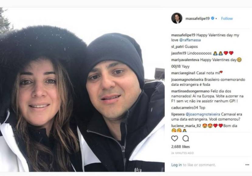 Felipe Massa ​ es un piloto de automovilismo de velocidad brasileño y ex-piloto de Fórmula 1 que le dejó un lindo mensaje a su pareja.