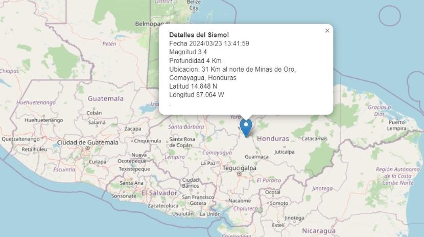 Dos sismos se registraron este sábado en Honduras
