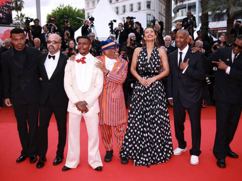 Elijah Wright, Jeffrey Wright, Aubrey Joseph, el director Spike Lee, Ilfenesh Hadera, Denzel Washington, y ASAp Rocky asistieron al estreno de su película 'Highest 2 Lowest' durante el Festival de Cannes en Francia.