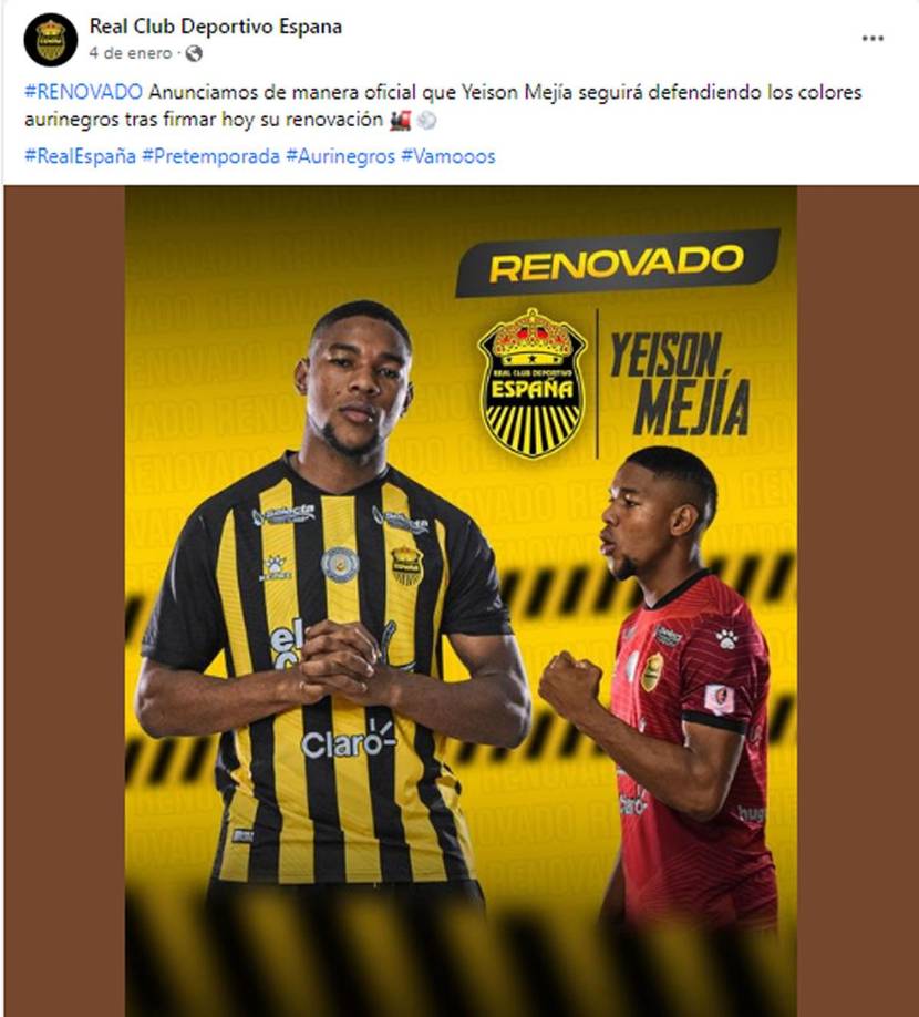 Real España alega que Yeison Mejía tiene contrato vigente con ellos, el cual firmó antes de irse a EEUU. “Será un tema que va para un tribunal que diga si el contrato que nos firmó el jugador es válido, porque nosotros lo firmamos y bueno, por un par de lempiras agarre para otro lado”, contó Elías Burbara, presidente de la Máquina. “El contrato está registrado en la Liga y es válido por dos años. El jugador va a necesitar un finiquito y Real España no se lo dará, si el TNAF lo hace, pues bueno”, agregó.