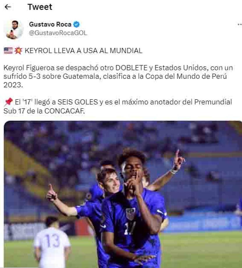 “Keyrol lleva a USA al Mundial”, dijo el periodista Gustavo Roca.