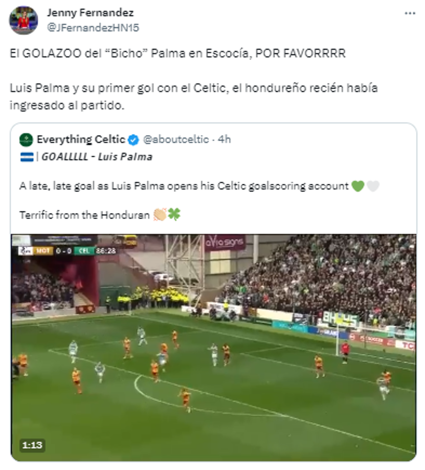 Luis Palma desata locura, mensaje del Celtic y furor por su golazo
