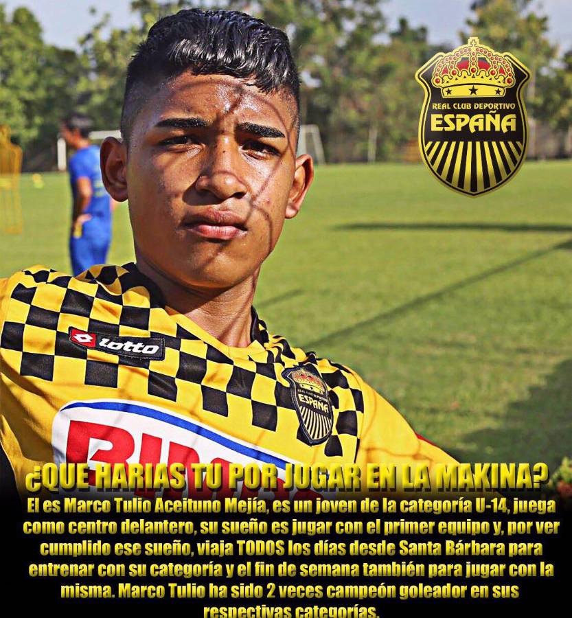 Marco Aceituno ha jugado en todas las categorías menores del Real España.