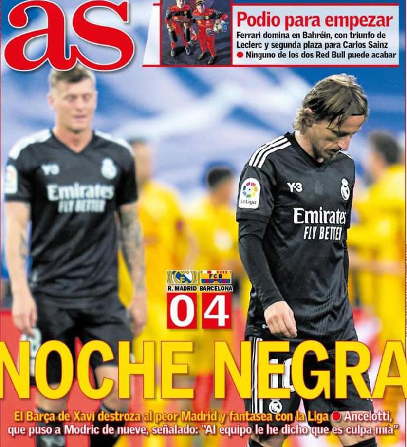 Diario AS: “Noche negra.”