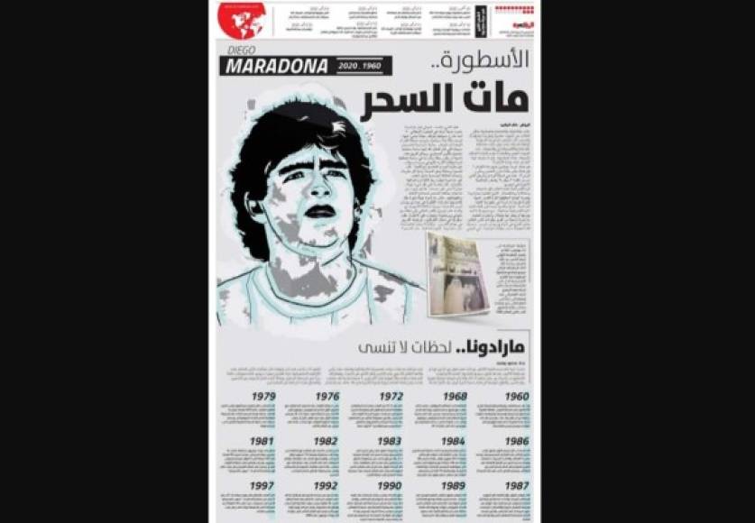 Un diario de Arabia Saudita con la muerte de Maradona: 'La leyenda mágica se murió'.