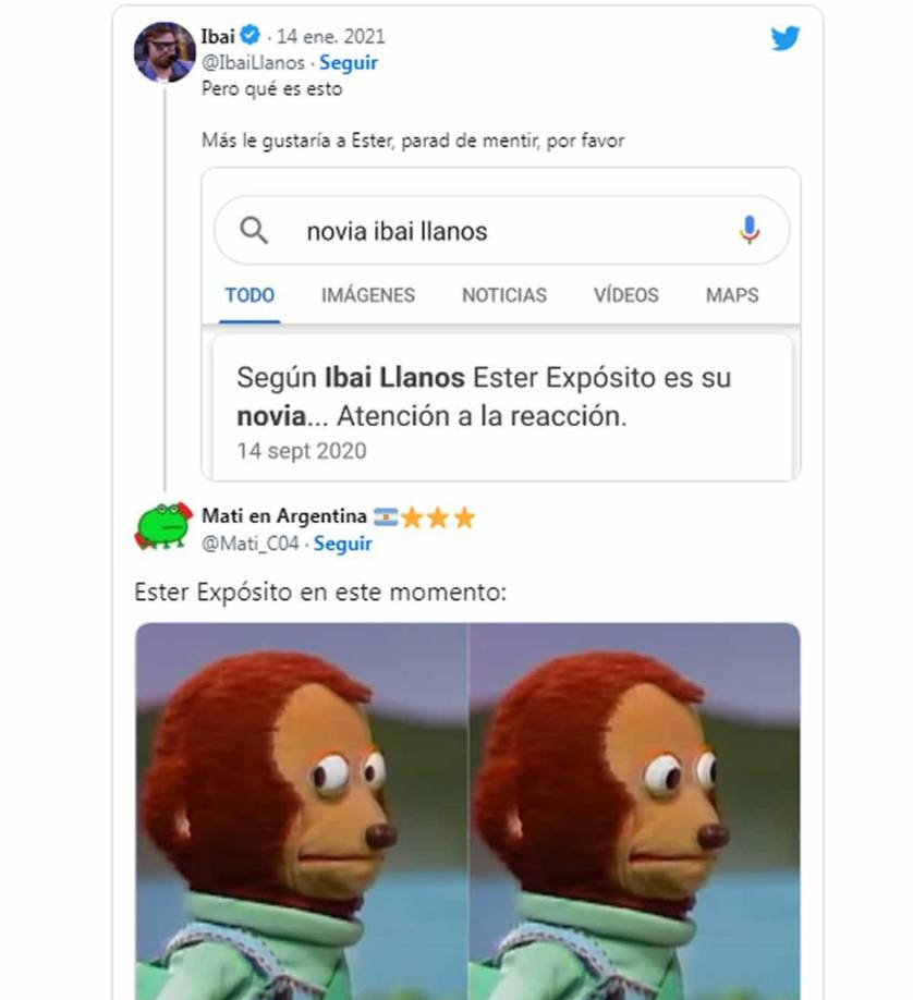 El streamer compartió un pantallazo de esta falsa información en su cuenta de Twitter, acompañándola, con su habitual buen humor, del siguiente comentario: “Pero qué es esto. Más le gustaría a Ester, parad de mentir, por favor”.