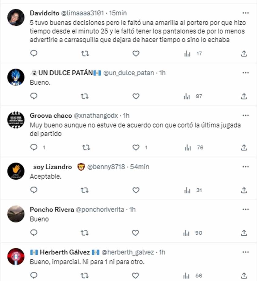 En cambio, aficionados de Guatemala dieron como “aceptable” el trabajo de Saíd Martínez.