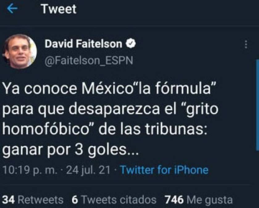 Estas fueron las palabras de David Faitelson tras el 3-0 de México ante Honduras.