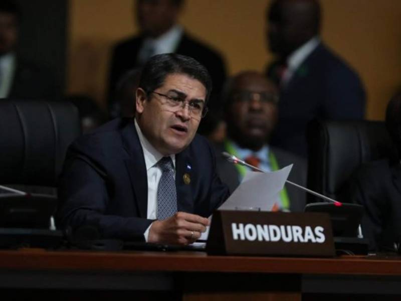 El mandatario hondureño Juan Orlando Hernández durante la Cumbre de las Américas.