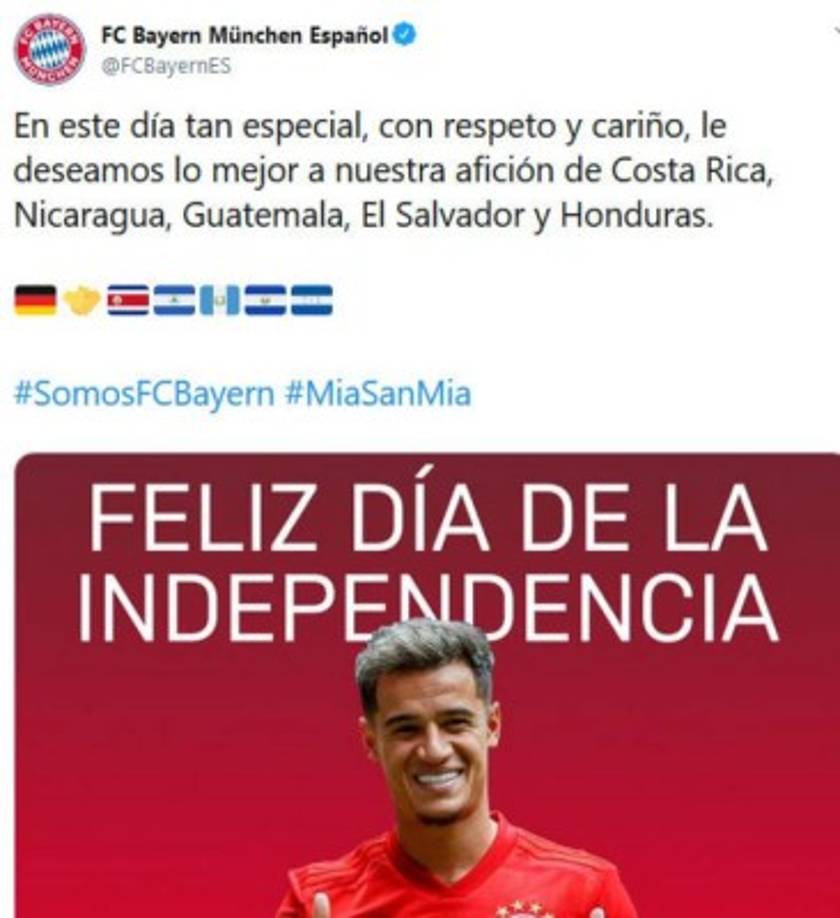 El Bayern Múnich de Alemania también se ha unido a las felicitaciones.