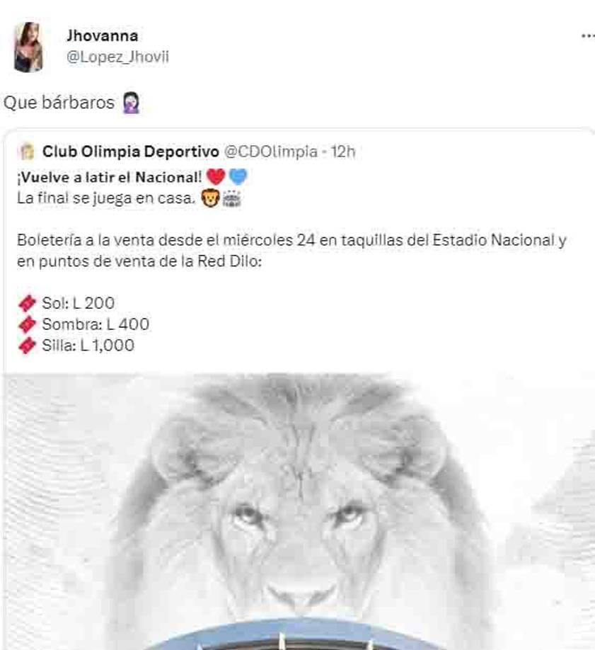 ”Qué bárbaros”, fue otro de los mensajes al conocer los precios de la Gran FINAL.