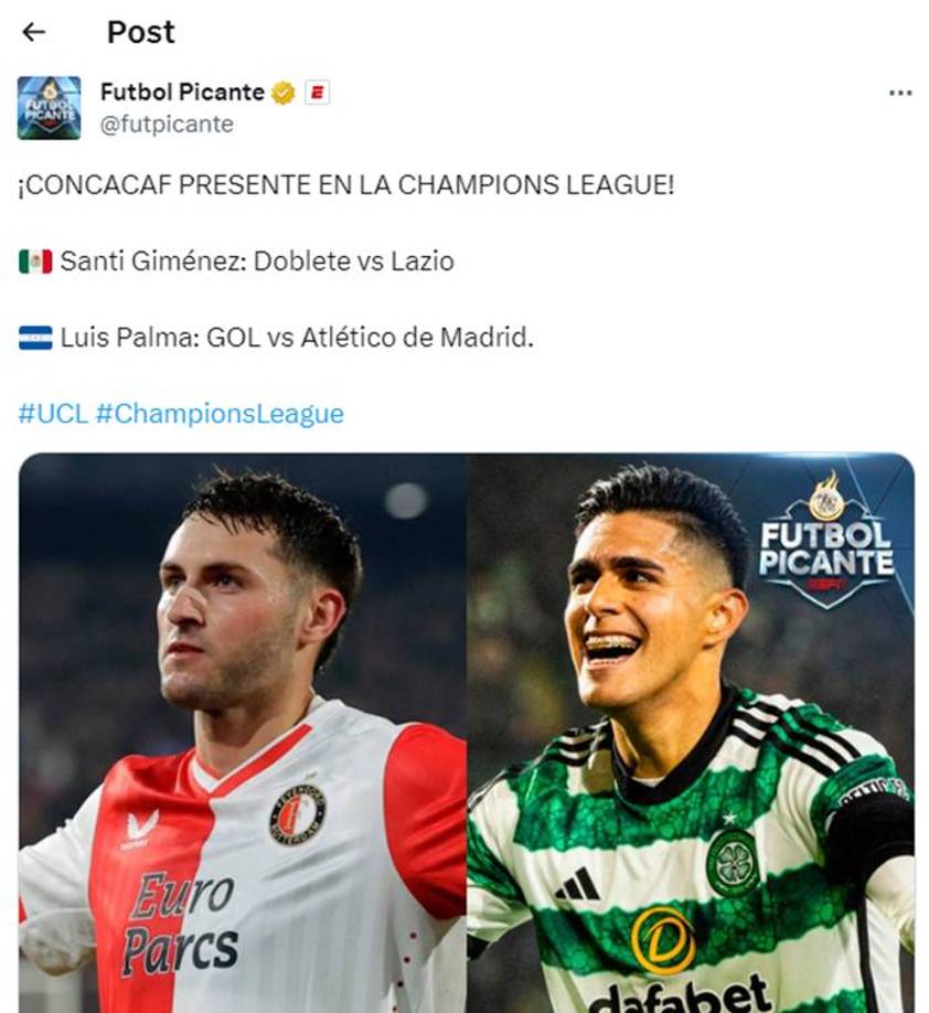 El mexicano Santi Giménez también se lució en esta jornada de Champions.