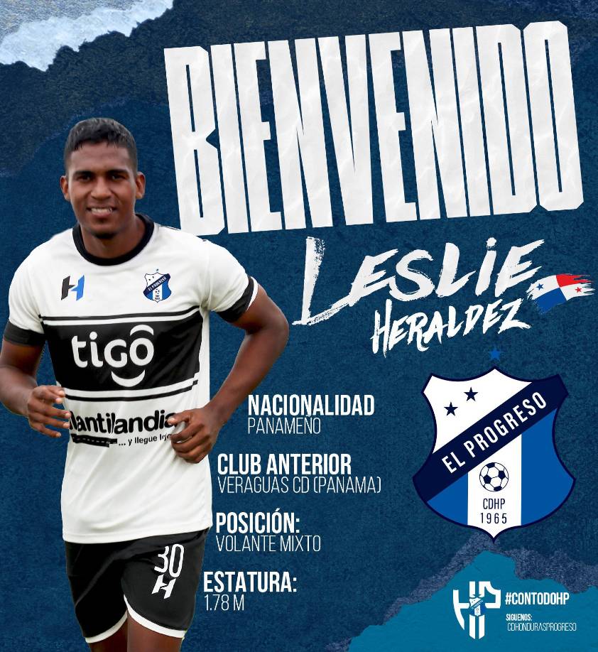 El Honduras Progreso hizo oficial el fichaje del centrocampista panameño Leslie Heraldez, llega procedente del Veraguas CD.