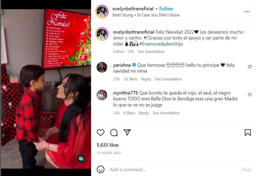 La mexicana Evelyn Beltrán celebró Navidad junto a su pequeño hijo. 