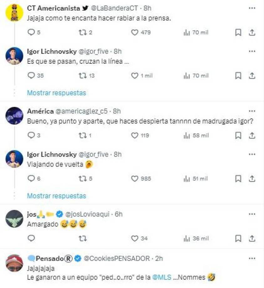 Lichnovsky respondió otros comentarios: “Es que se pasan, cruzan la línea”, fue otro de los dardos que dejó el chileno a David.