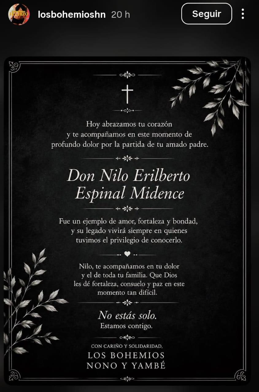 Muere el padre de Nilo Espinal: así lo despiden en redes