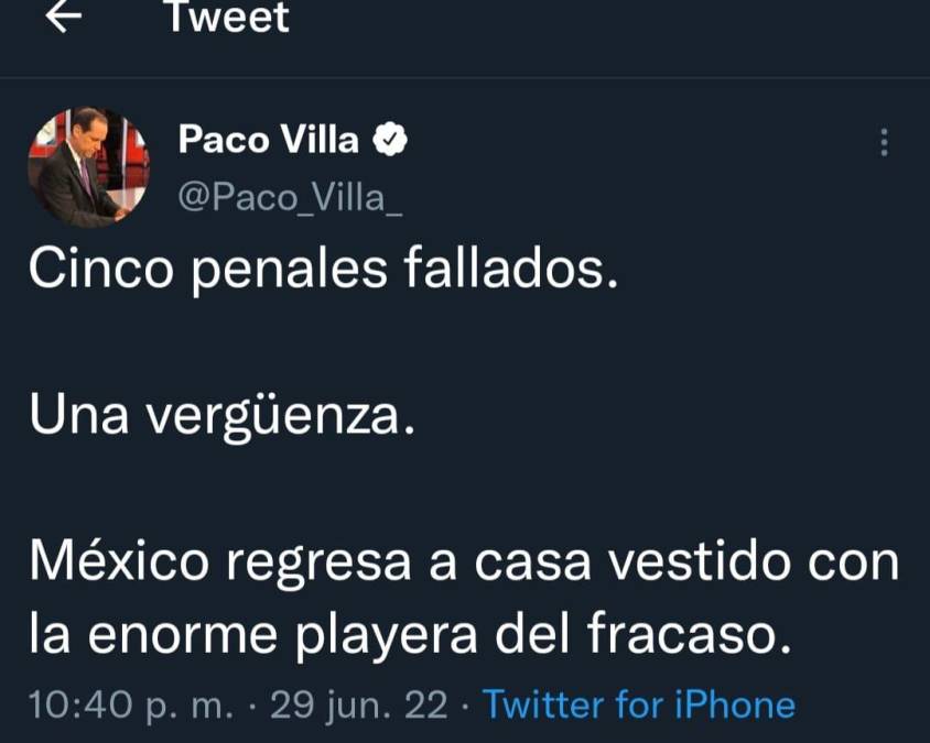 El Periodista Paco Villa catalogó con “Una Vergüenza” la eliminación del Tri.