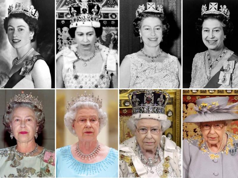 Fotografía compuesta que muestra a la reina Isabel II en cada década de su reinado.