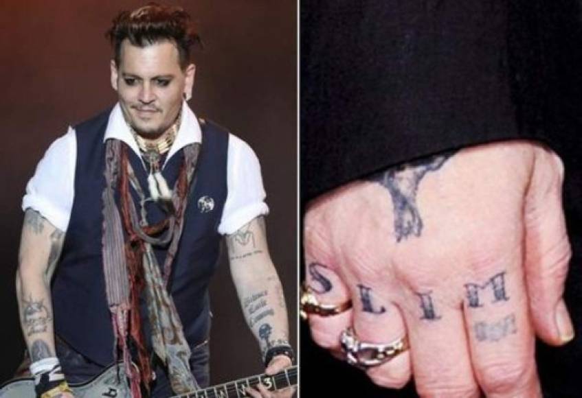 Johnny Depp se tatuó la palabra SLIM en sus nudillos, el apodo con el que conocía a Amber Heard. Su exmujer. La actriz lo acusó de malos tratos y violencia doméstica.<br/>