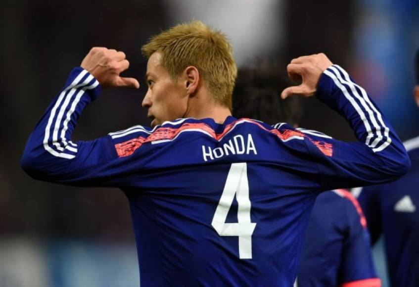 Keisuke Honda celebrando su gol contra Honduras, el segundo de Japón en el partido.