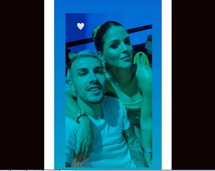 Leandro Paredes y su esposa Camila Galante en la fiesta de Messi.