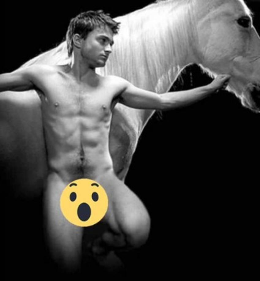 Daniel Radcliffe, el protagonista de Harry Potter ha protagonizado una serie desnudos en más de tres películas y el teatro, pero uno de las imágenes más comentadas fue cuando apareció sin ropa en el cartel de una obra de teatro completamente desnudo con un caballo a su lado.