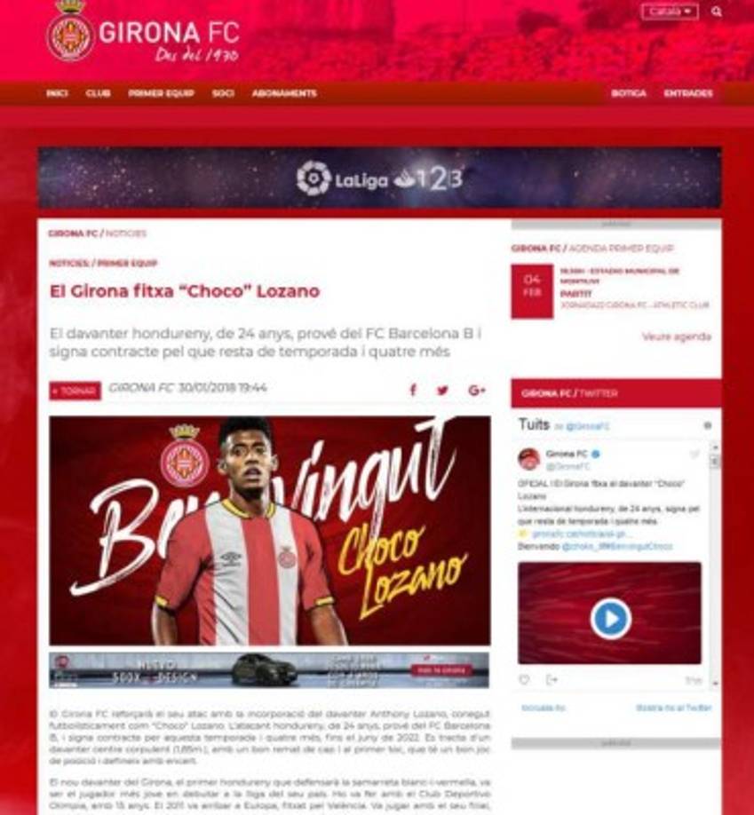 'Es un delantero centro corpulento con buen remate de cabeza y al primer toque que tiene un buen juego de posición y que define con acierto', destaca el comunicado con el que el Girona ha anunciado su incorporación.<br/>