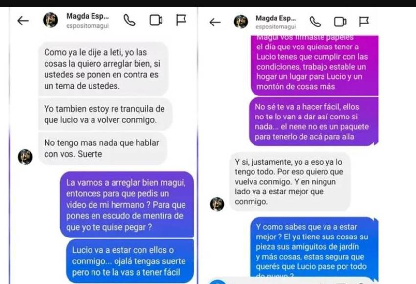 “Qué no se te vaya la mano que nos vamos a mandar una cagada”, fue uno de los mensajes que le mando la mamá de Lucio a su novia cuando faltaban pocos días para el homicidio. “Estoy harta. Yo tengo que estar todo el día con este pend...”, era una respuesta habitual en Abigaíl Páez.