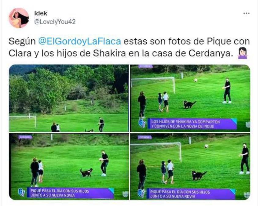 Varios medios de comunicación compartieron las fotos en las que aparece supuestamente Clara Chía Marti jugando con Piqué y los pequeños Milán y Sasha. 