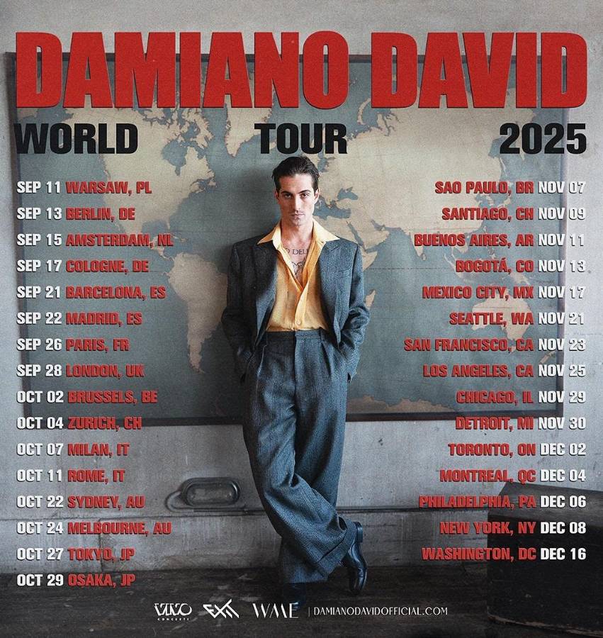 Fechas de la gira mundial de Damiano David.