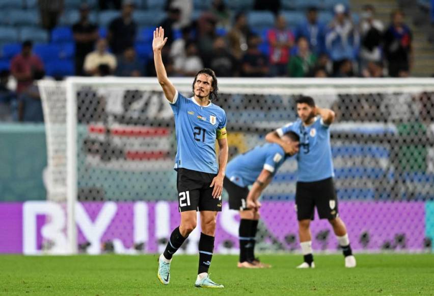 Edinson Cavani tras el final del juego.