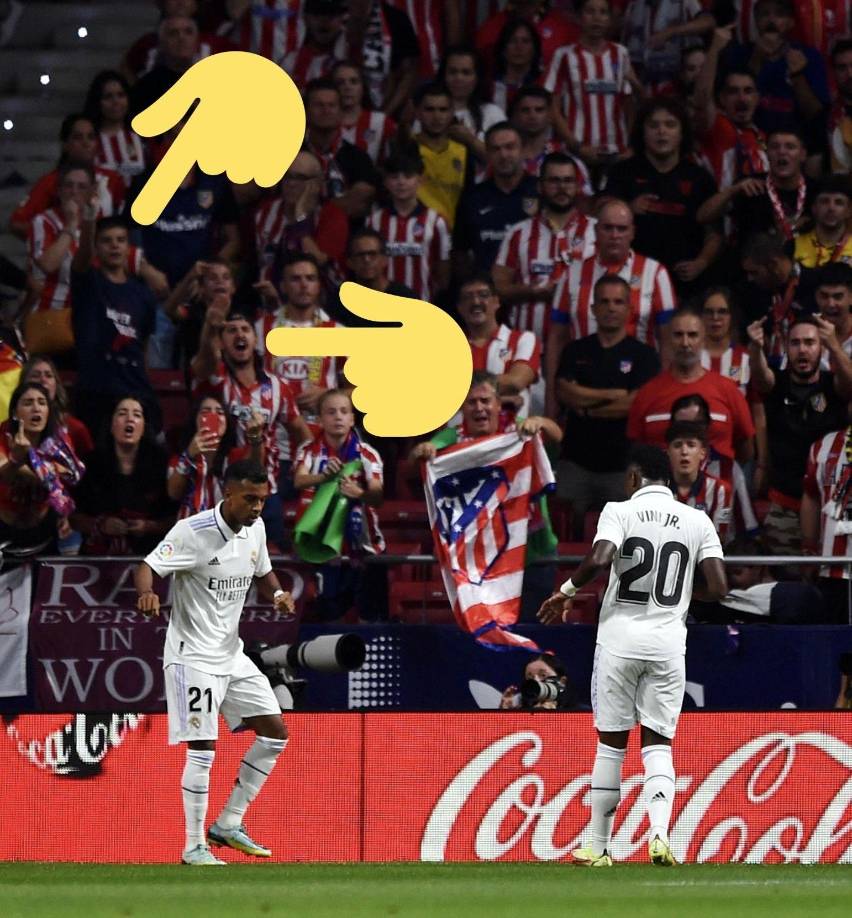 Durante la celebración del primer gol del Real Madrid, aficionados del Atlético de Madrid en las gradas del Cívitas Metropolitano hicieron el saludo nazi contra Rodrygo y Vinicius.