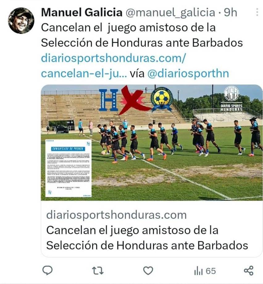 Manuel Galicia, periodista de Radio América y Hondusports, destacó la cancelación del partido amistoso de la Bicolor.