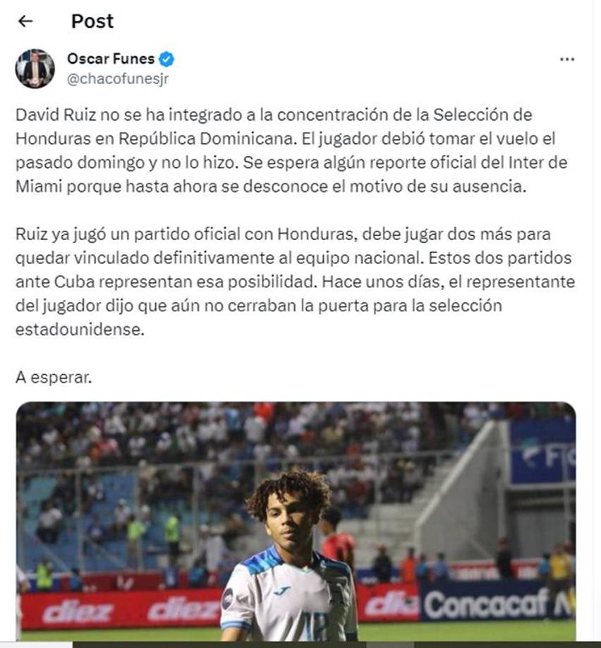 El periodista hondureño Chaco Funes dejó este mensaje. 