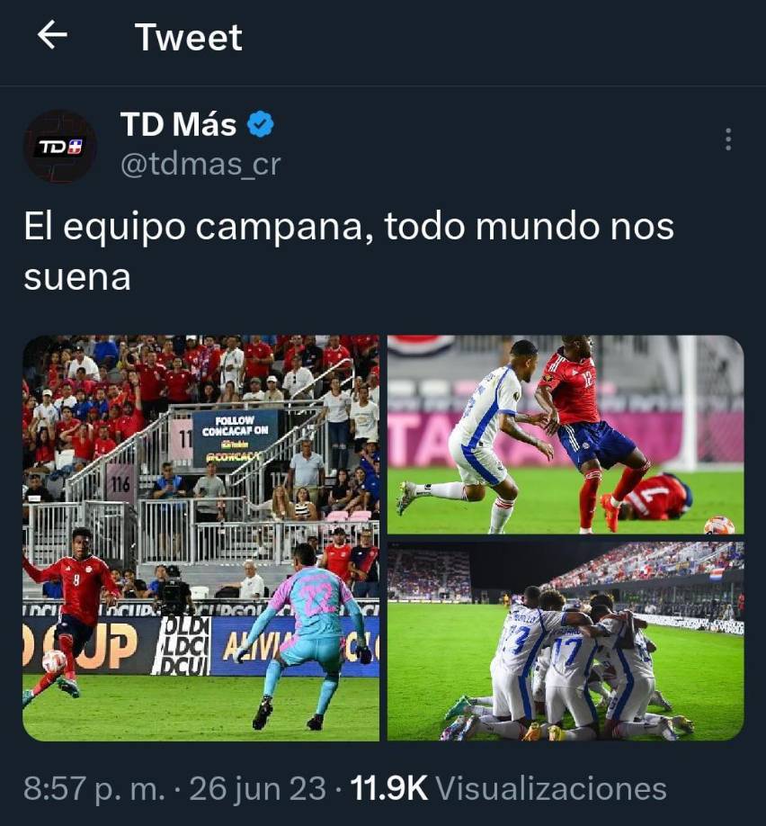 TD Más reaccionó de esta manera tras la derrota de Costa Rica ante Panamá.